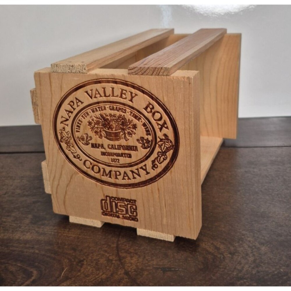 Napa Valley Box Company CD/DVD Wood Crate Vintage 80s-90s Holds 20 CDs